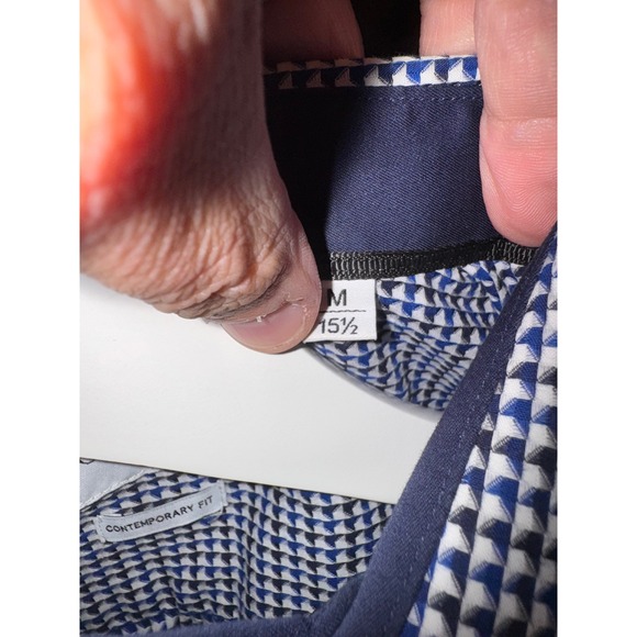 Christian Lacroix Contemporary Fit Dress Shirt Blue White Pattern Size M 15 1/2 - Picture 3 of 5